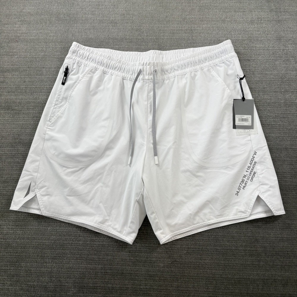 G/Fore Shorts Mens 2XL White Athletic Stretch Wrap Knit Elastic Waist 7" Inseam